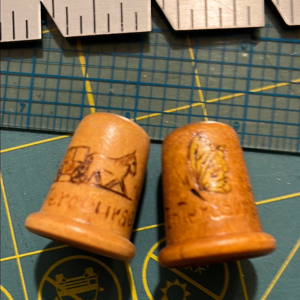 Set of two souvenir thimbles from Intercourse, Pennsylvania